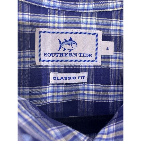 Southern Tide Mens Plaid Long Sleeve Button Down Shirt Classic Fit Blue Small - Picture 4 of 7